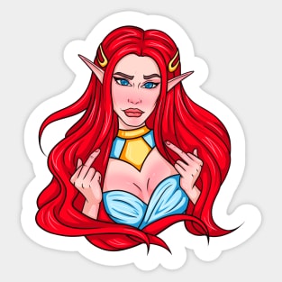 Elf Girl Middle Finger Sign Sticker